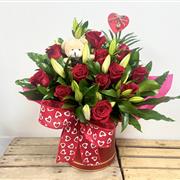 12 Red Roses and Lilies